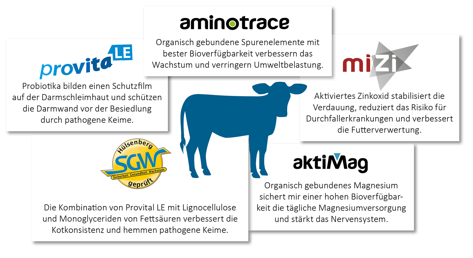 Interakcija različitih djelatnih tvari za zdravo tele