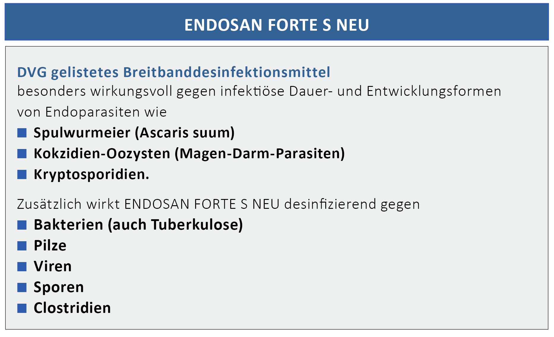 Wirkungs- und Anwendungsbereiche von ENDOSAN FORTE S NEU